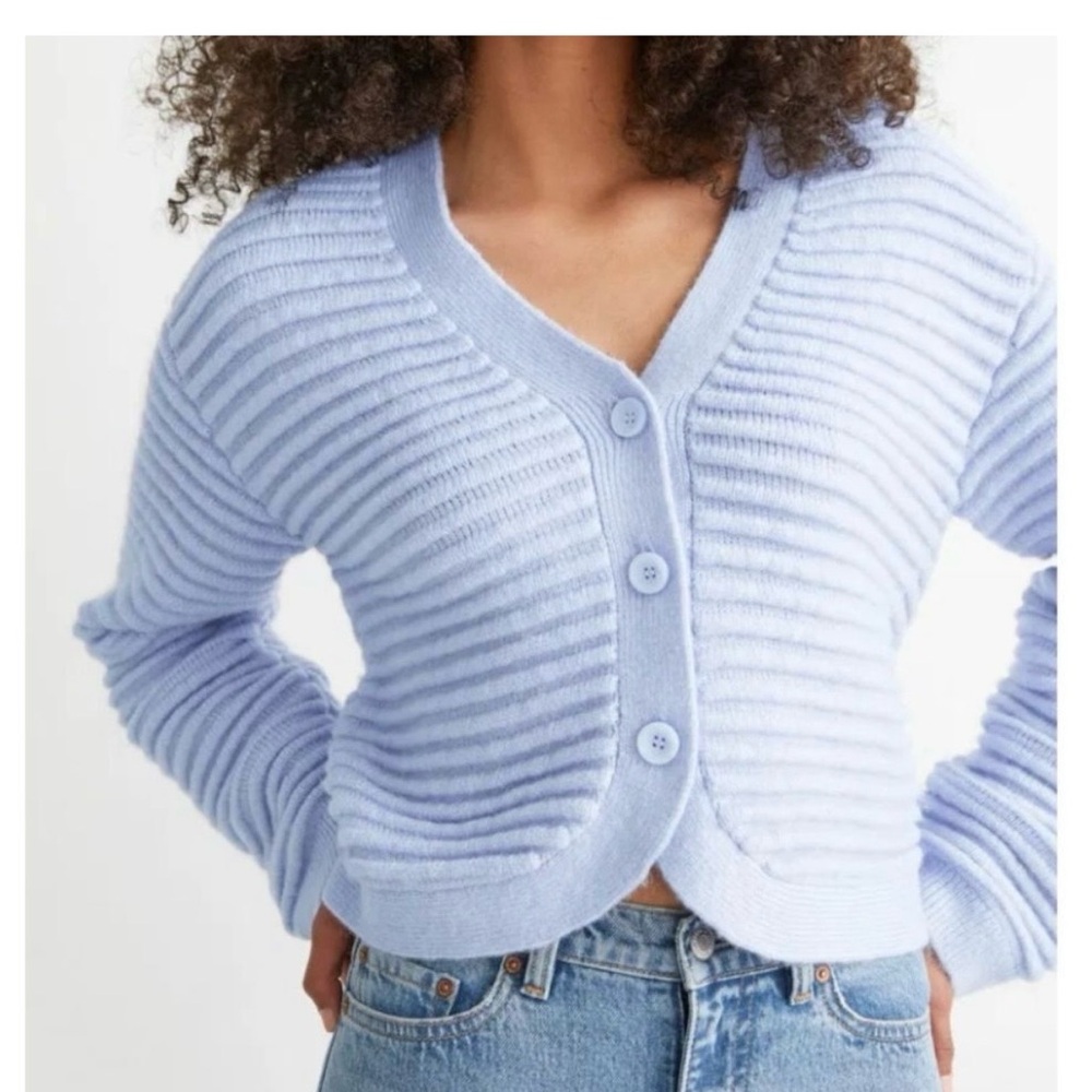 Other Stories Women's Light Blue Striped Sweater